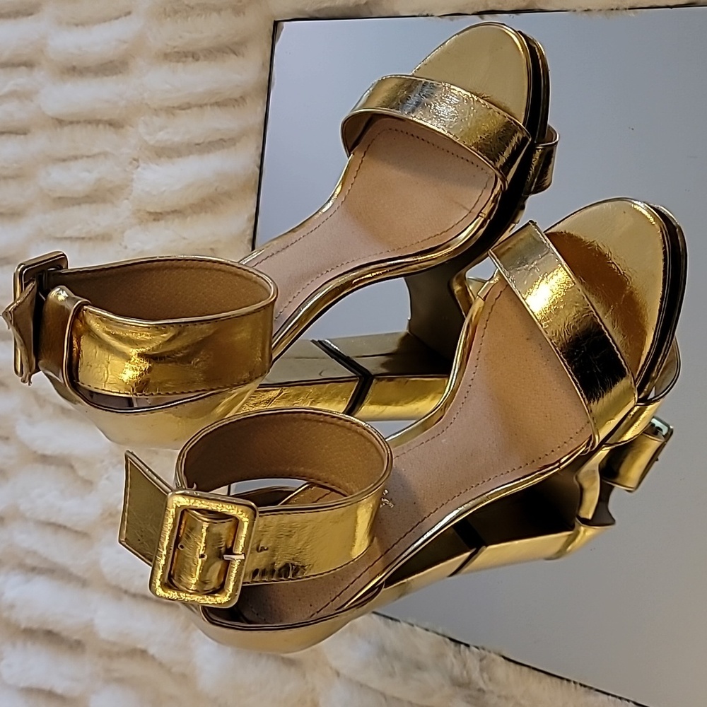 Gold Strappy Heeled Sandals